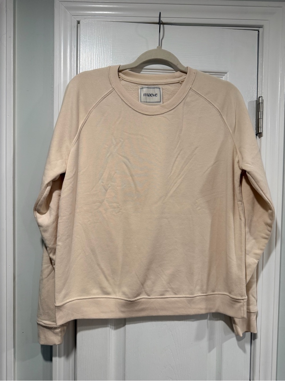 NWOT Maeve Anthropologie Size M Beige Oversized Crew Neck Pullover Sweatshirt